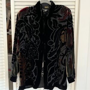 Aria A Vintage Velvet Cut Out Blouse Sz XL with Shoulder pads
